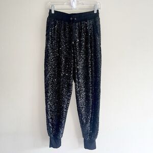 XOXO Sparkly City Joggers Size S Black Modern Fancy Holiday Party Pocket Festive